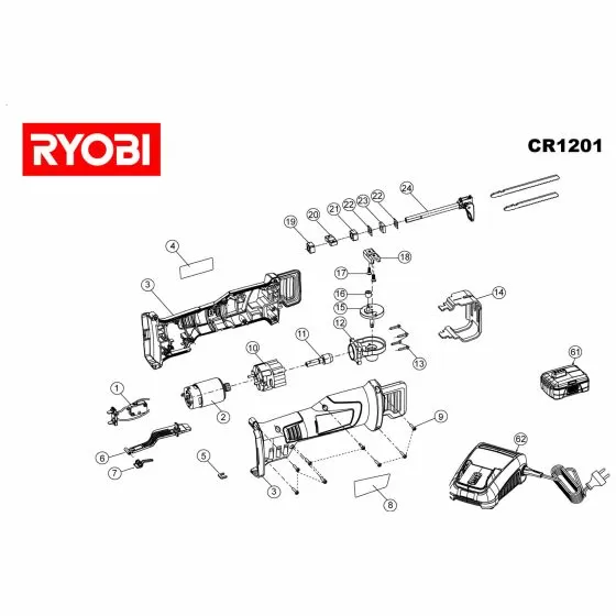 Ryobi CR1201 Spare Parts List Type: 5133000082
